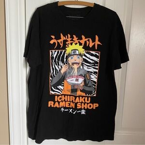 Naruto Black Graphic T-Shirt Large Cotton Anime Streetwear Casual Ramen